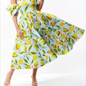 Mestiza New York Odette Lemon Print Midi Dress Sz 4